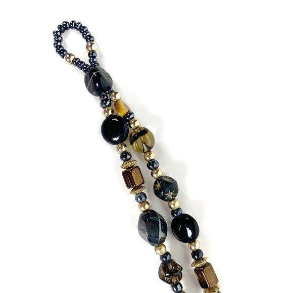 Bracelet with Double Strand of Hematite Gold Bronze Black Beads - Picture 6 of 9